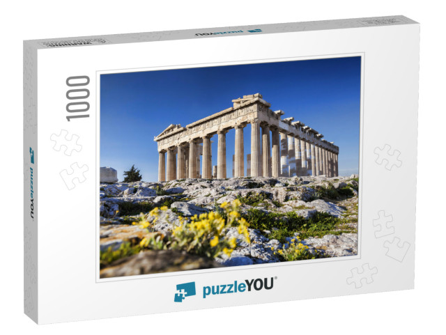 Parthenon Temple with Spring Flowers on the Acropolis in... Jigsaw Puzzle with 1000 pieces