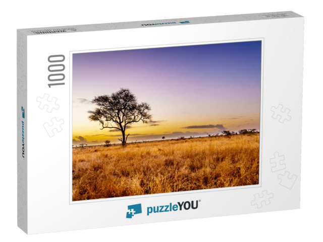 Sunrise Over the Savanna & Grass Fields in Central Kruger... Jigsaw Puzzle with 1000 pieces