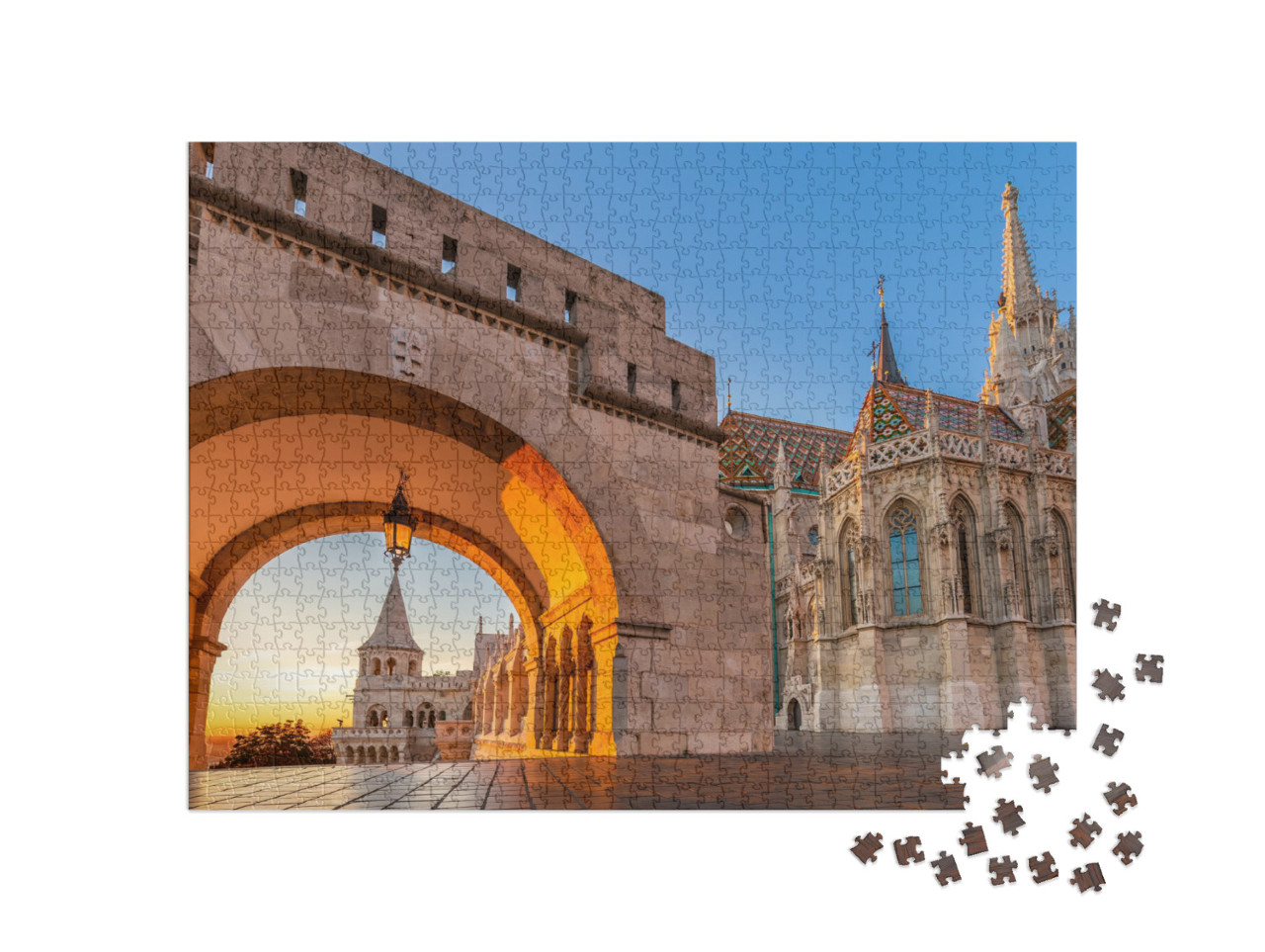 Budapest, Hungary - North Gate of the Fishermans Bastion... Jigsaw Puzzle with 1000 pieces