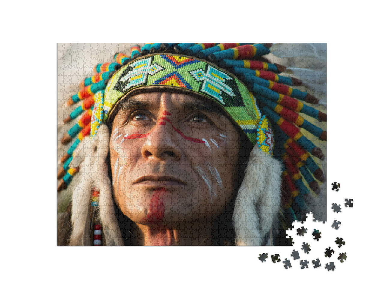 Portrait of Indigenous Person in Traditional Clothing Jigsaw Puzzle with 1000 pieces