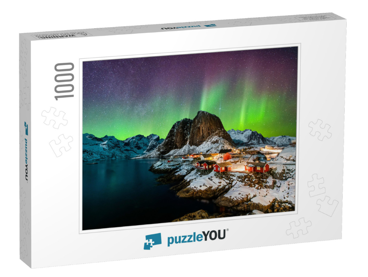 Aurora Borealis Over Hamnoy in Norway... Jigsaw Puzzle with 1000 pieces