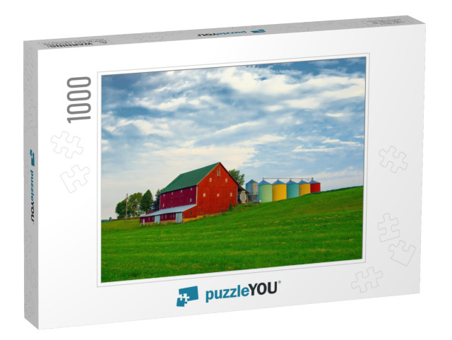 Red Barn on a Family Farm-Miami County Indiana... Jigsaw Puzzle with 1000 pieces