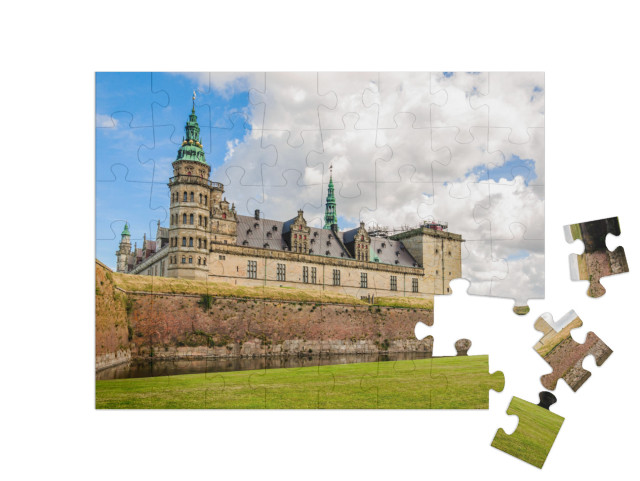 Panoramic View to the Bricks Wall Around Kronborg Castle... Jigsaw Puzzle with 48 pieces