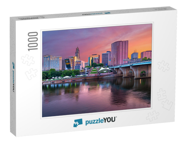 Hartford, Connecticut, USA Downtown Skyline & River At Dus... Jigsaw Puzzle with 1000 pieces