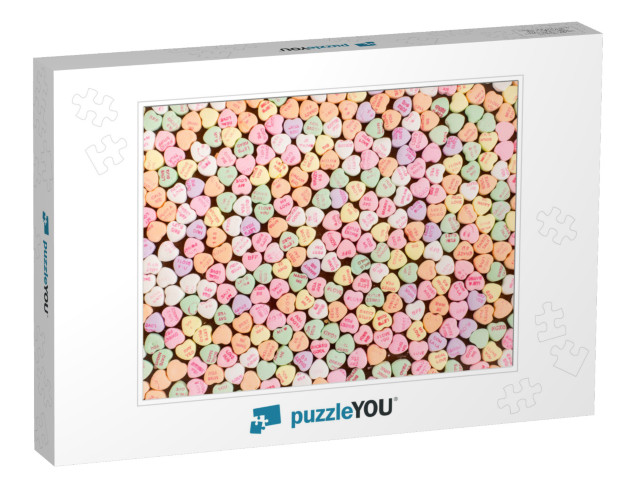 Background of Valentine Conversation Heart Candies... Jigsaw Puzzle