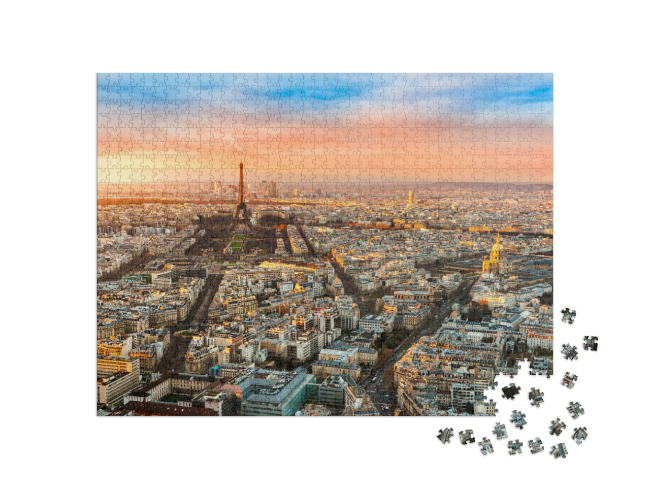 Wide Angle View of Paris At Twilight. France... Jigsaw Puzzle with 1000 pieces