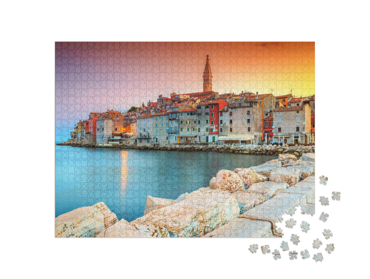 Stunning Romantic Old Town of Rovinj with Colorful Buildi... Jigsaw Puzzle with 1000 pieces