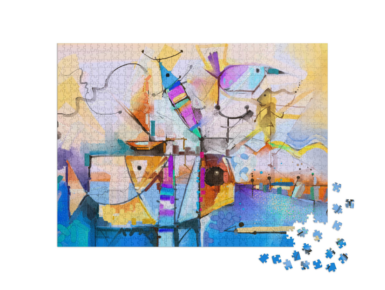 Abstract Colorful Fantasy Oil Painting. Semi Abstract of... Jigsaw Puzzle with 1000 pieces