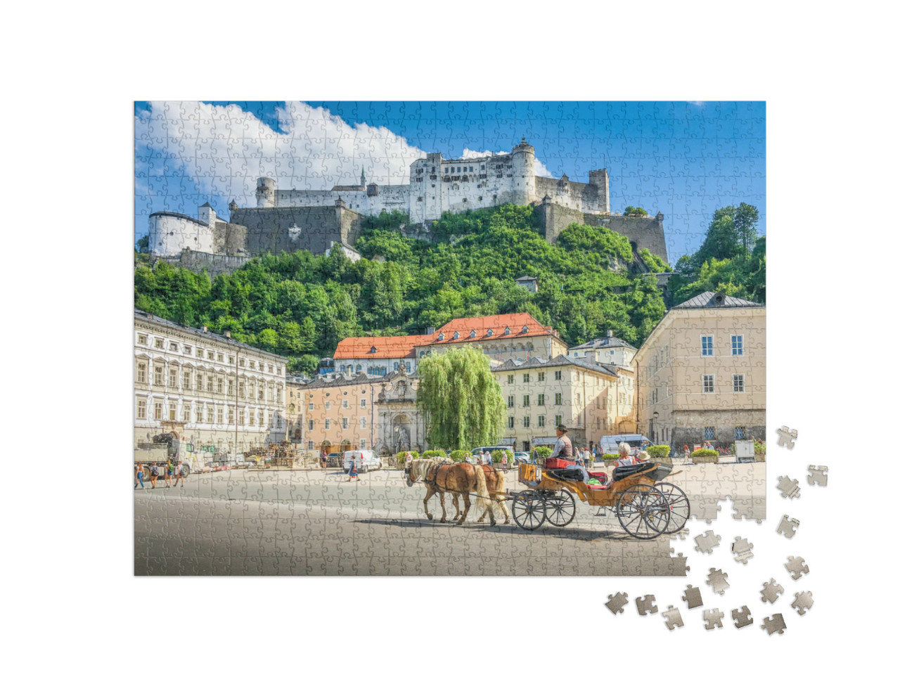 Beautiful Panoramic View of the Historic City of Salzburg... Jigsaw Puzzle with 1000 pieces