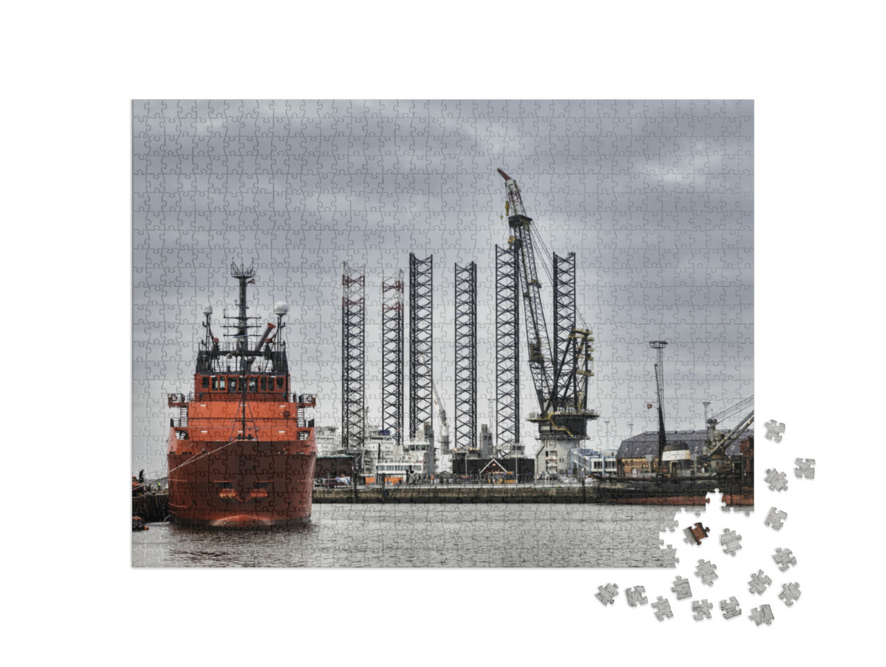 Offshore Harbor in Esbjerg, Denmark... Jigsaw Puzzle with 1000 pieces