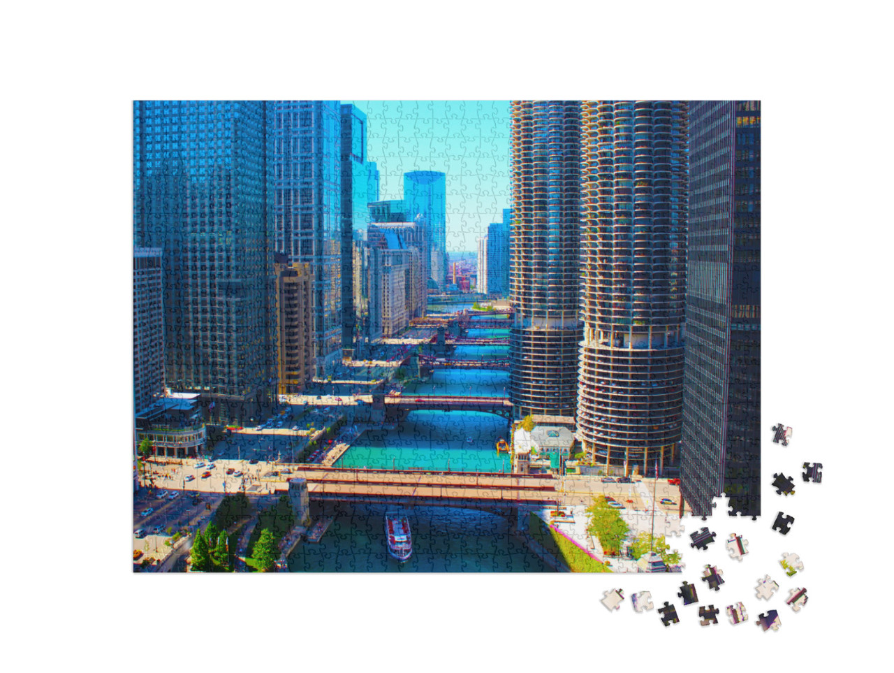 Chicago River... Jigsaw Puzzle with 1000 pieces