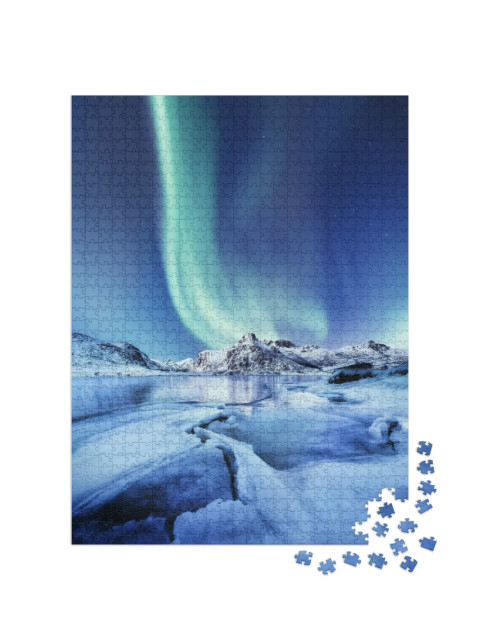 Aurora Borealis, Lofoten Islands, Norway. Northern Light... Jigsaw Puzzle with 1000 pieces