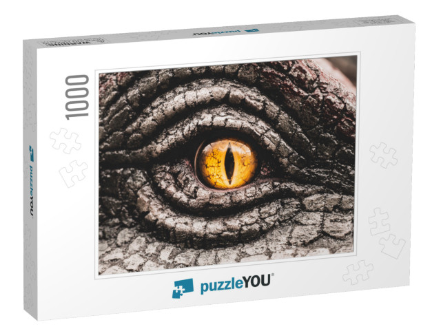 Closeup Yellow Eye of the Dinosaurs with Terrifying. Dino... Jigsaw Puzzle with 1000 pieces