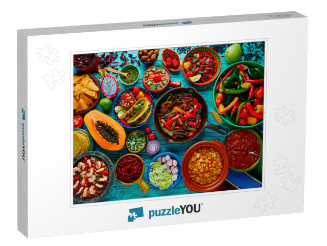 Mexican Food Mix Colorful Background Mexico... Jigsaw Puzzle