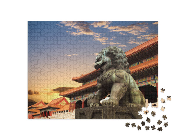 The Forbidden City with Sunset Glow in Beijing, China... Jigsaw Puzzle with 1000 pieces