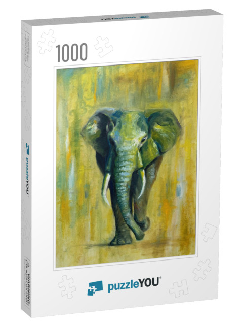 Elephant Oil Painting, Colorful & Abstract. Hand Made Pai... Jigsaw Puzzle with 1000 pieces