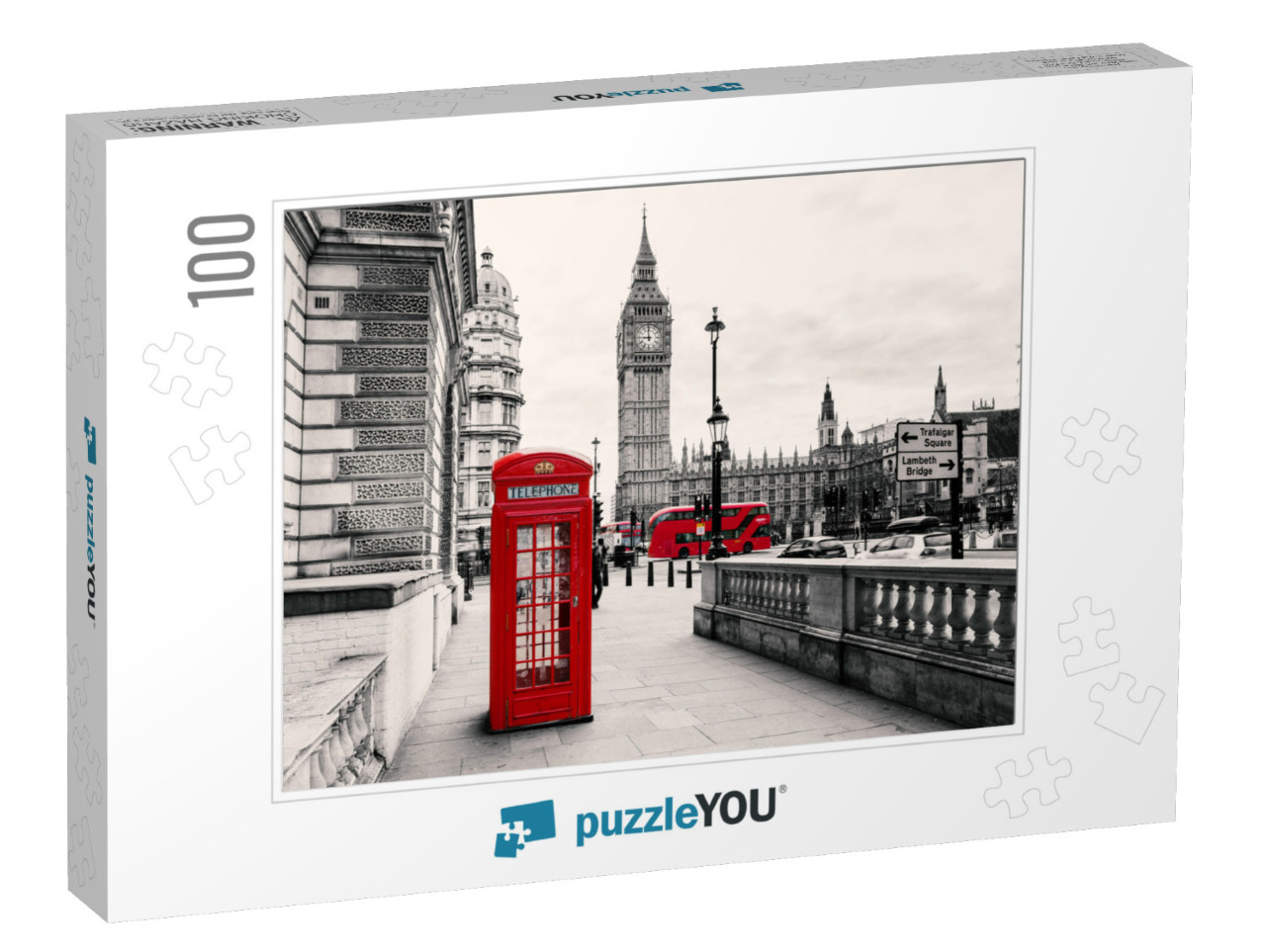 Red Telephone Booth in London... Jigsaw Puzzle with 100 pieces