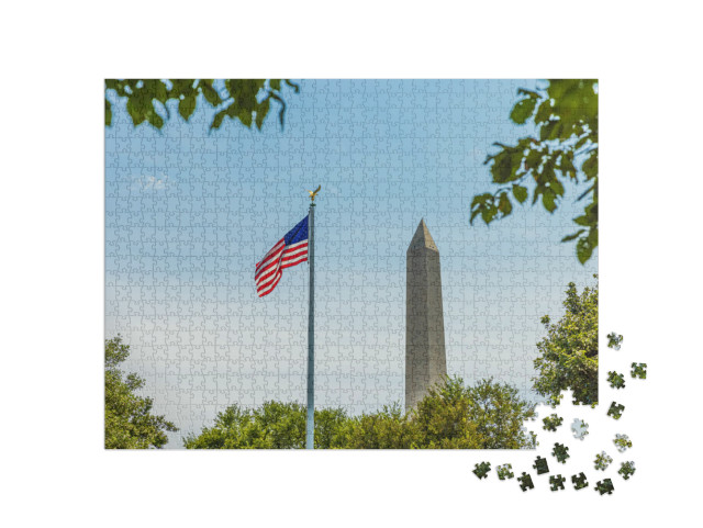 Washington Monument with American Flag, Washington Dc... Jigsaw Puzzle with 1000 pieces