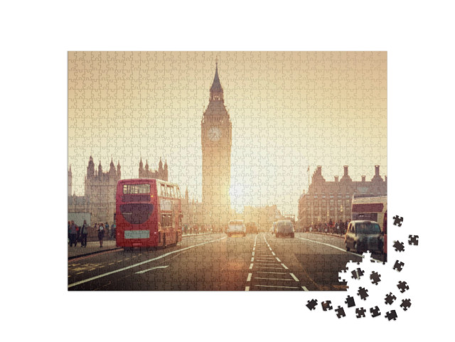 Westminster Bridge At Sunset, London, Ku... Jigsaw Puzzle with 1000 pieces