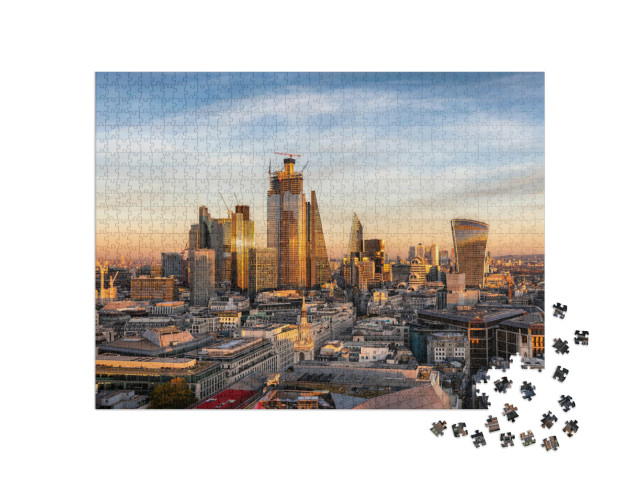 Sunset Over the Urban Skyline of the Financial District C... Jigsaw Puzzle with 1000 pieces