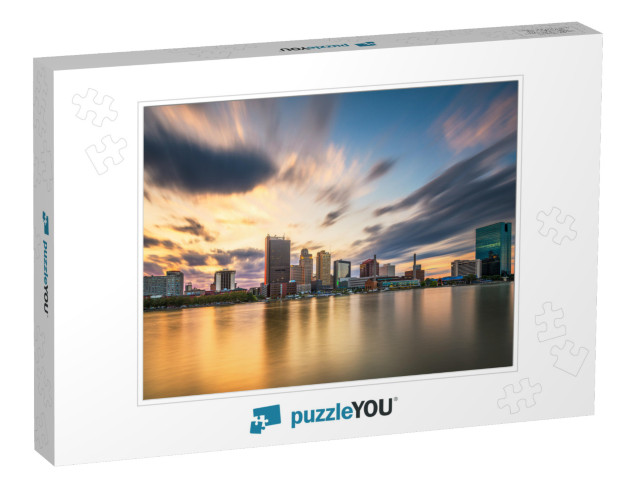 Toledo, Ohio, USA Downtown Skyline on the Maumee River At... Jigsaw Puzzle