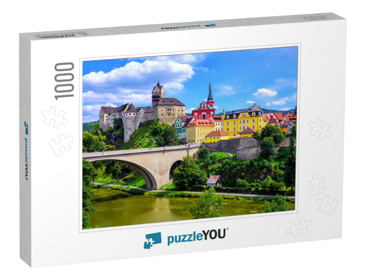 Colorful Town & Castle Loket Over Eger River in the Near... Jigsaw Puzzle with 1000 pieces