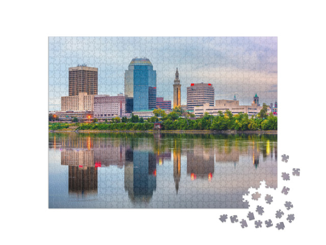 Springfield, Massachusetts, USA Downtown Skyline At Dusk... Jigsaw Puzzle with 1000 pieces