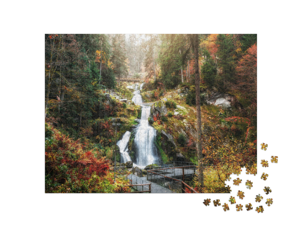 Beautiful Waterfall in the Black Forest in Triberg German... Jigsaw Puzzle with 1000 pieces