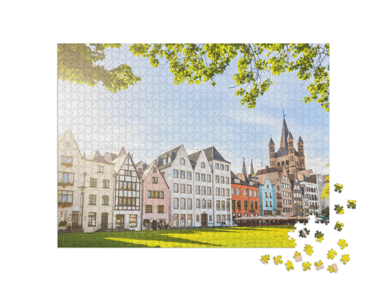 Houses & Park in Cologne, Germany. Many of Them Are Color... Jigsaw Puzzle with 1000 pieces