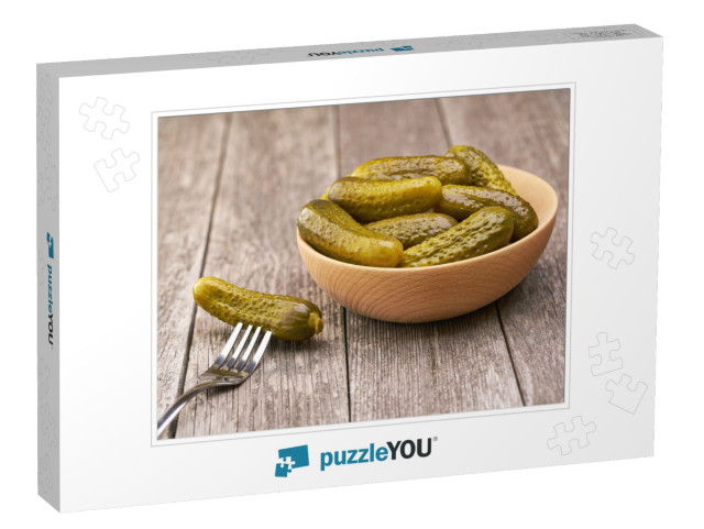 Pickles in a Wooden Bowl. Marinated Cucumbers in B... Jigsaw Puzzle