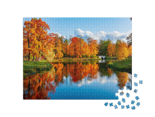 Alexander Park in Autumn, Pushkin Tsarskoe Selo, St. Pete... Jigsaw Puzzle with 1000 pieces