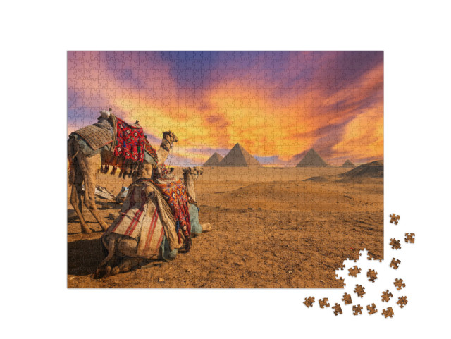 Egypt. Cairo - Giza. General View of Pyramids... Jigsaw Puzzle with 1000 pieces