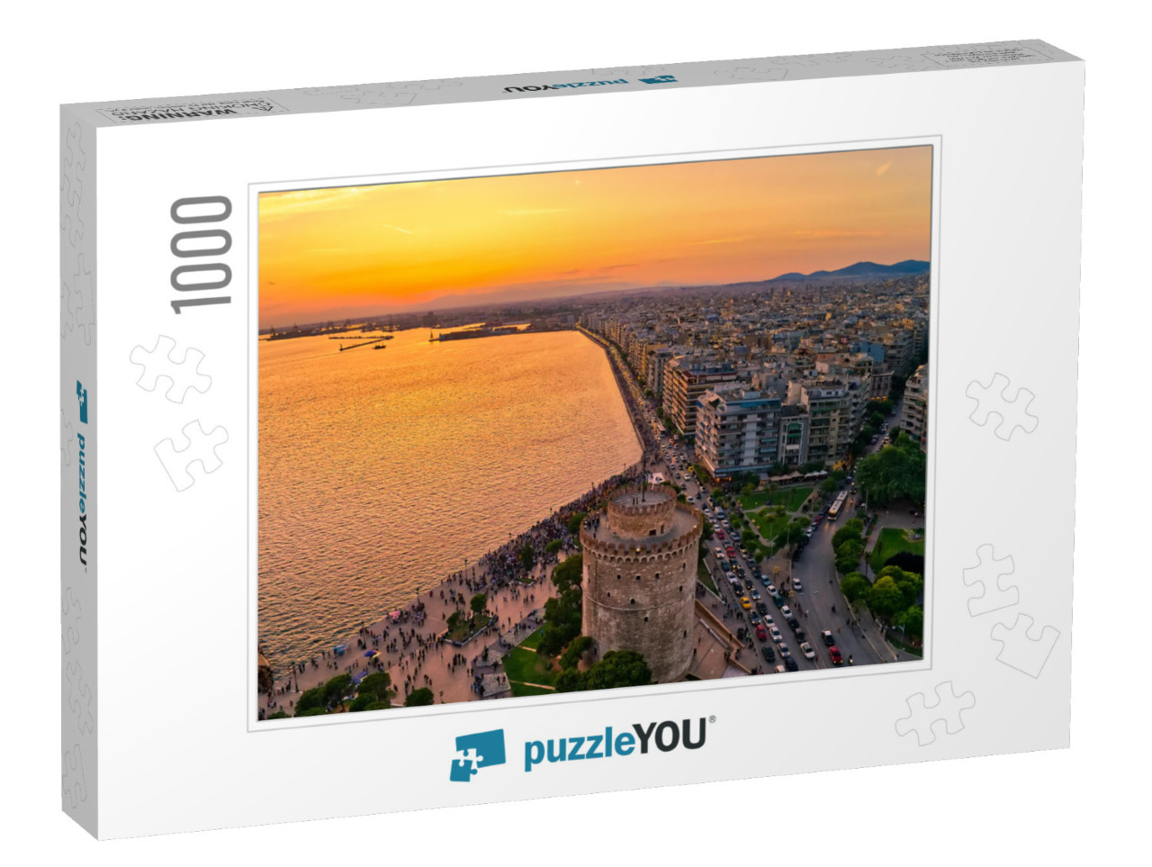 Aerial View of Famous White Tower of Thessaloniki At Suns... Jigsaw Puzzle with 1000 pieces