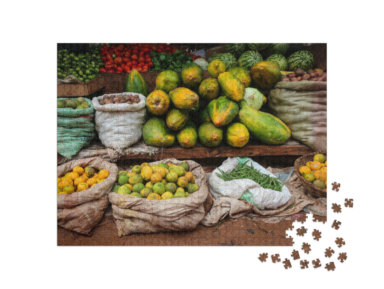 Traditional Market of Rural Masaka with Dried Fish & Mato... Jigsaw Puzzle with 1000 pieces