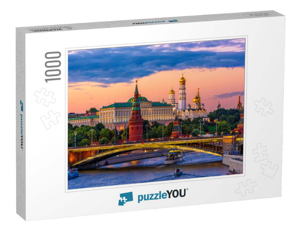 Moscow Kremlin, Kremlin Embankment & Moscow River At Nigh... Jigsaw Puzzle with 1000 pieces