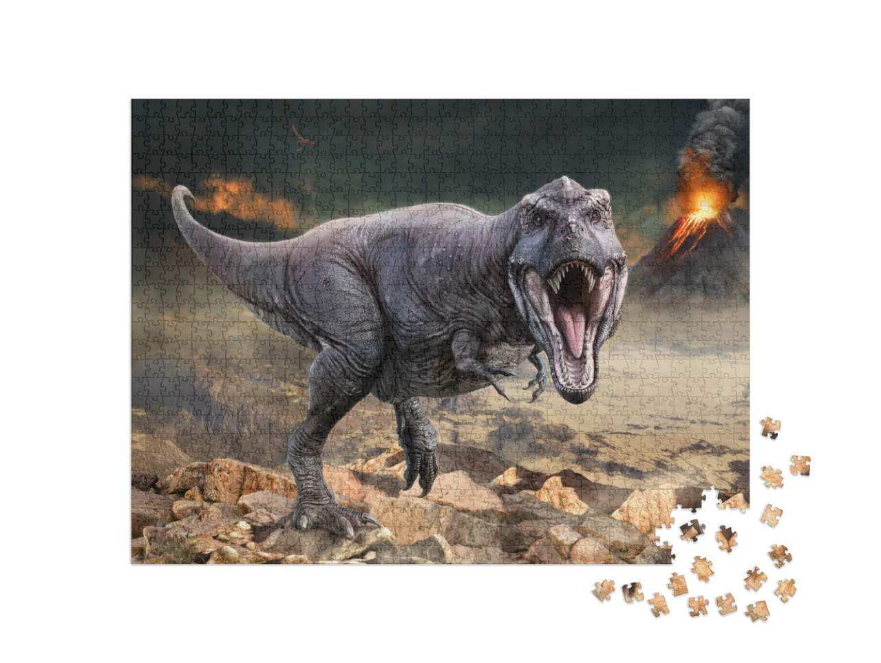 Tyrannosaurus Rex Scene 3D Illustration... Jigsaw Puzzle with 1000 pieces