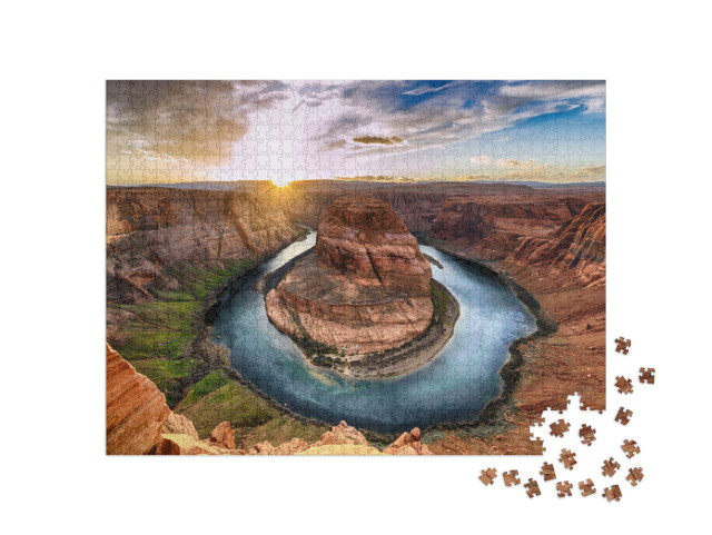 Sunset Moment At Horseshoe Bend Grand Canyon National Par... Jigsaw Puzzle with 1000 pieces