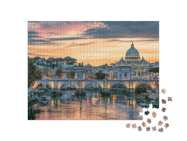 Beautiful Sunset on the City of Rome in Evening... Jigsaw Puzzle with 1000 pieces