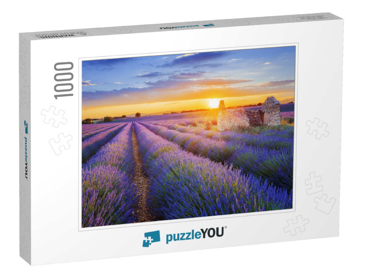 Sun is Setting Over a Beautiful Purple Lavender Filed in... Jigsaw Puzzle with 1000 pieces