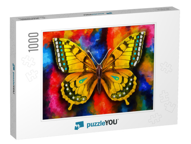 Modern Colorful Butterfly Oil Painting. Abstract Painting... Jigsaw Puzzle with 1000 pieces