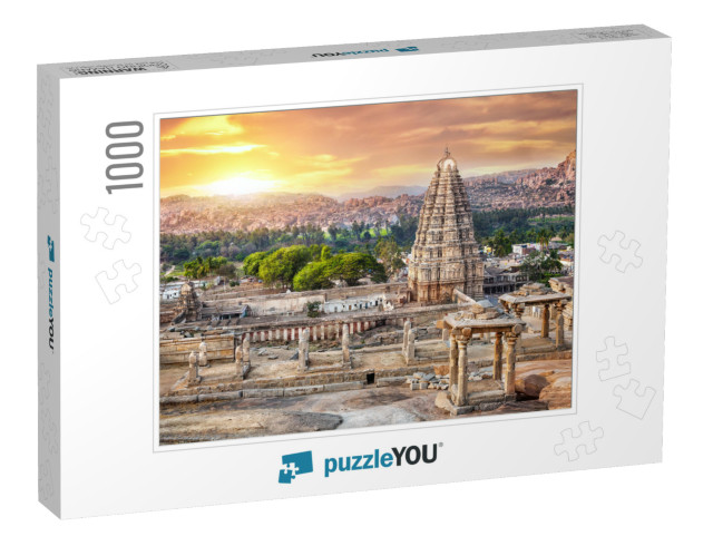 Virupaksha Temple View from Hemakuta Hill At Sunset in Ha... Jigsaw Puzzle with 1000 pieces