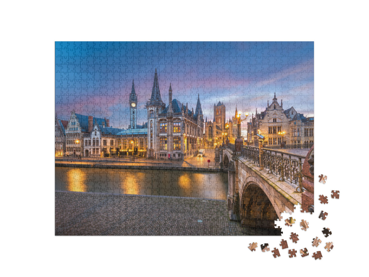 Ghent, Belgium Old Town Cityscape from the Graslei Are At... Jigsaw Puzzle with 1000 pieces