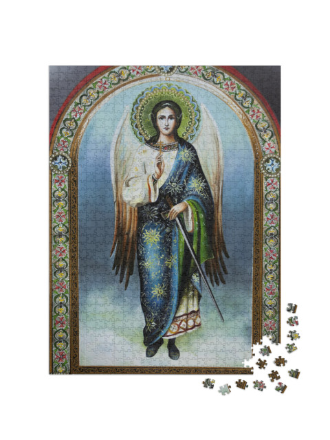 Orthodox Icon Angel Keep. Oil Painting, Canvas... Jigsaw Puzzle with 1000 pieces