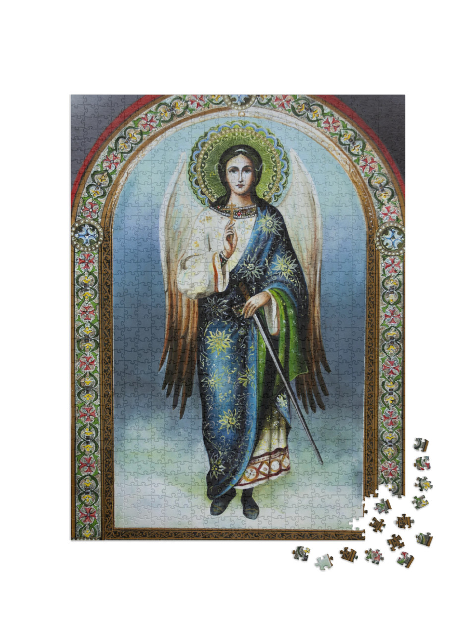 Orthodox Icon Angel Keep. Oil Painting, Canvas... Jigsaw Puzzle with 1000 pieces