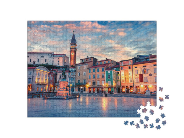 Spectacular Evening View of Tartini Square in Old Town Pi... Jigsaw Puzzle with 1000 pieces