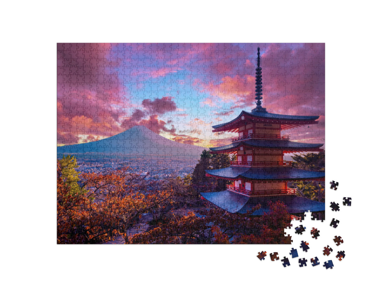 Japan Traditional Temple. Fujiyoshida City View. Japanese... Jigsaw Puzzle with 1000 pieces