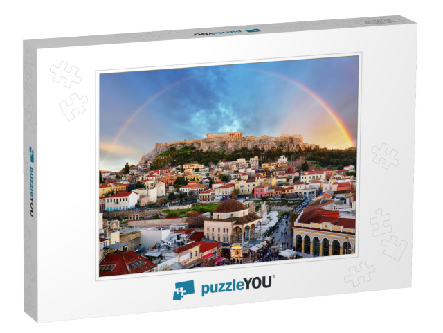 Athens, Greece - Monastiraki Square & Ancient Acropolis w... Jigsaw Puzzle