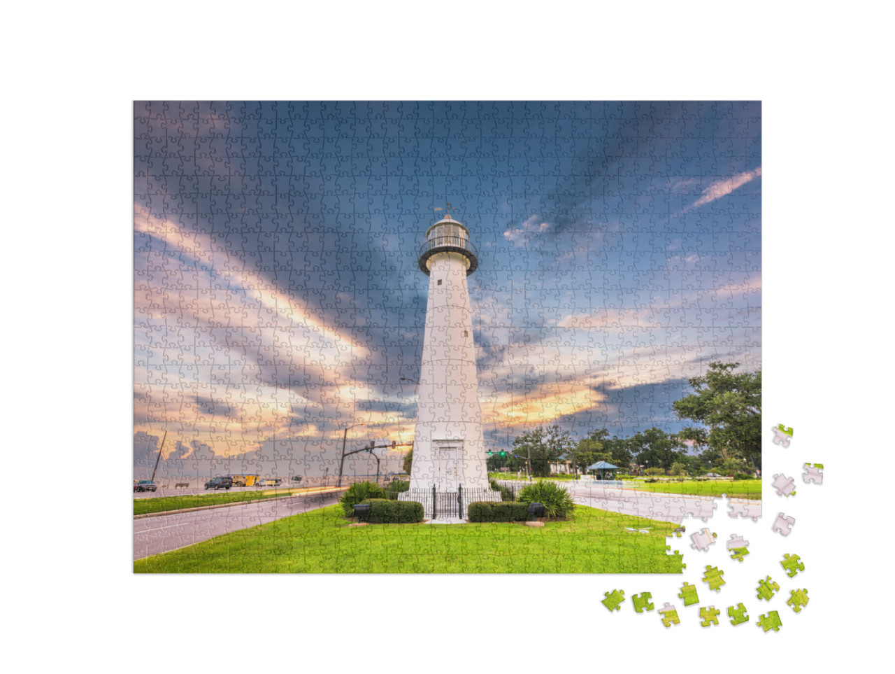 Biloxi, Mississippi USA At Biloxi Lighthouse At Dusk... Jigsaw Puzzle with 1000 pieces