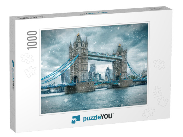 Tower Bridge in London, United Kingdom, During a Snowstor... Jigsaw Puzzle with 1000 pieces