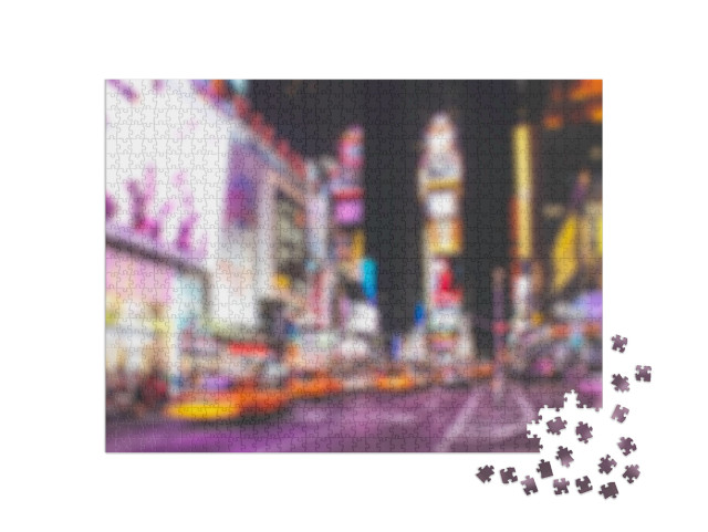 Blurred Background Time Square New York City At Night wit... Jigsaw Puzzle with 1000 pieces